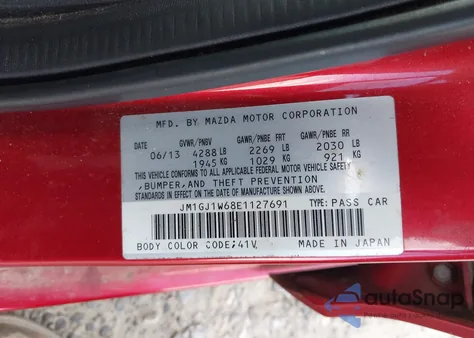 2014 Mazda Mazda6 I Grand Touring из США, поврежденный, VIN JM1GJ1W68E1127691